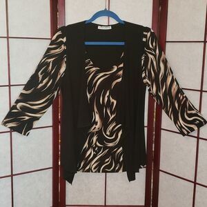 Claudia Richard Black & Tan Designer Blouse
